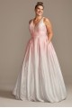 Glitter Ombre Deep-V Plus Size Gown with Crystals Night Studio 2318DW