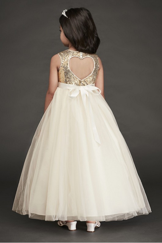 Heart Back Sequin and Tulle Flower Girl Gown  WG1390
