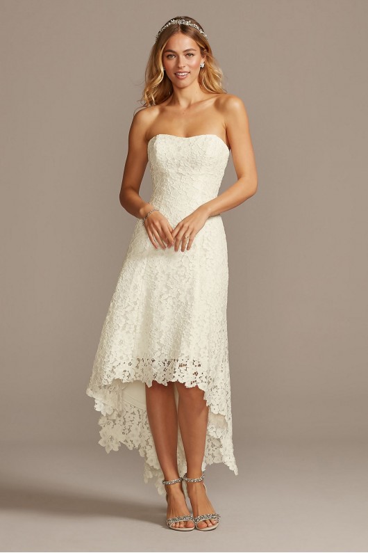 High-Low Tea-Length Lace Petite Wedding Dress Galina 7WG3925
