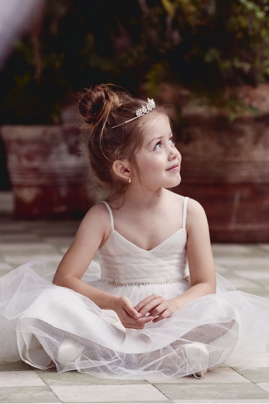 High-Low Tulle Flower Girl Dress with Crystal Belt  OP252