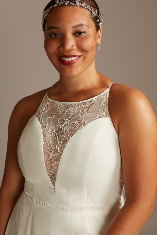 High Neck Lace Godet Plus Size Wedding Dress Melissa Sweet 8MS251208