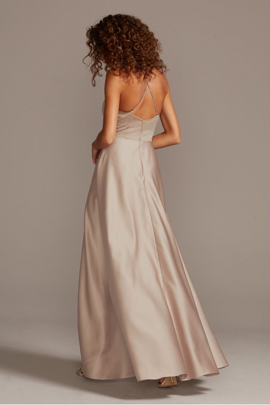 High-Neck Satin A-Line Bridesmaid Dress  F20132