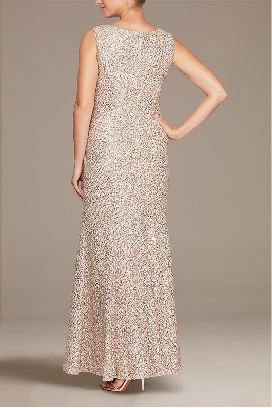 High Neck Sequin Fit and Flare Dress with Shawl Alex Evenings 1121979