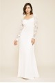 Hunter Tulle and Crepe Long Sleeve Wedding Dress Tadashi Shoji BEH18842LBR