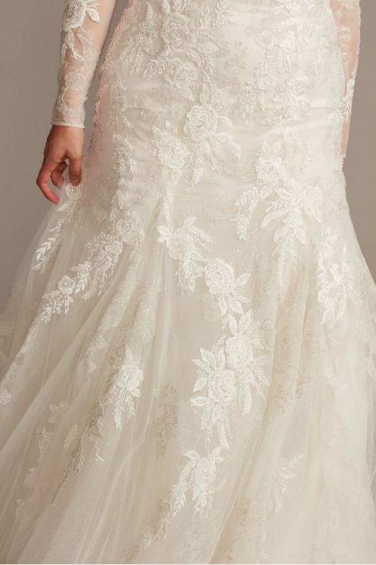 Illusion Beaded Floral Plus Size  Wedding Dress  8CWG844