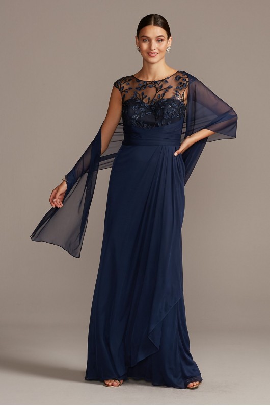 Illusion Embellished Bodice Gown with Cap Sleeves  VC1038V2