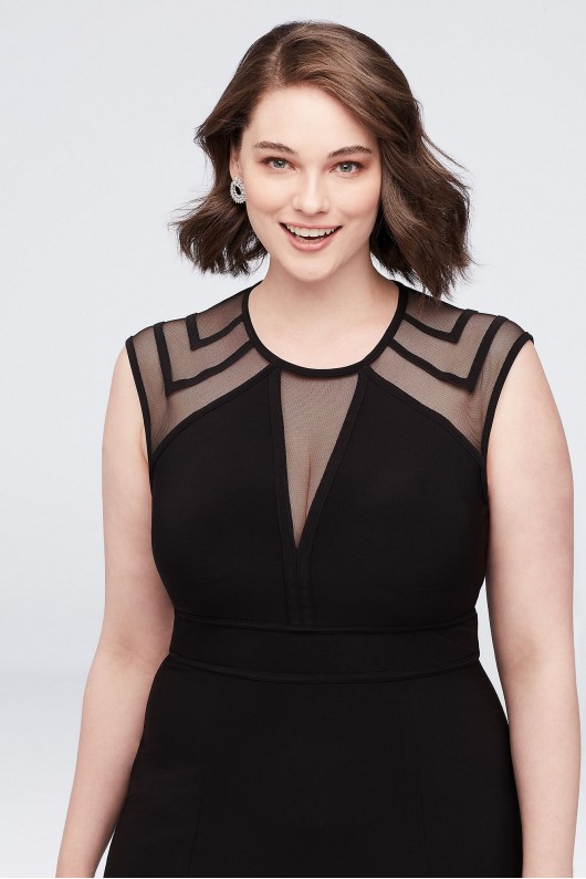 Illusion Jersey Plus Size Gown with Keyhole Back Morgan and Co 21566W