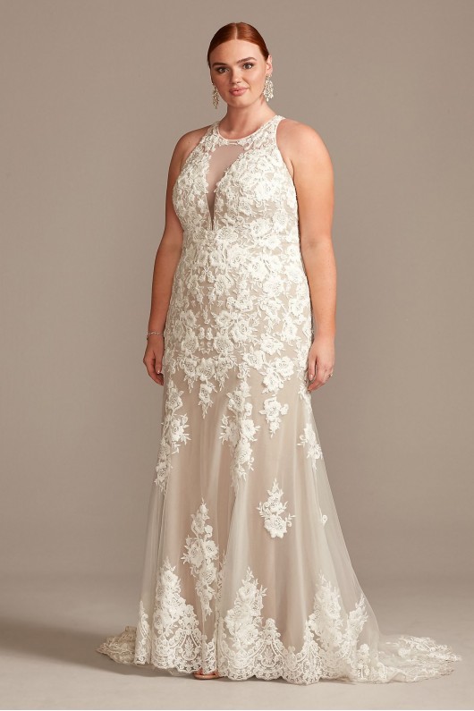 Illusion Keyhole Applique Tall Plus Wedding Dress  4XL9SWG843