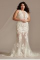 Illusion Keyhole Bodysuit Plus Size Wedding Dress  9MBSWG843