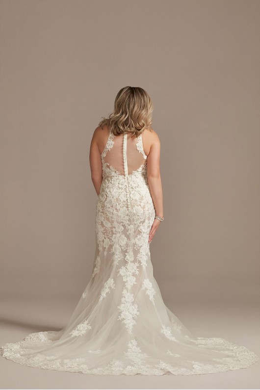 Illusion Keyhole Bodysuit Tall Wedding Dress  4XLMBSWG843