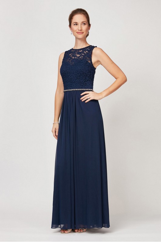 Illusion Lace A-Line Dress with Sparkle Waist Alex Evenings 81122338