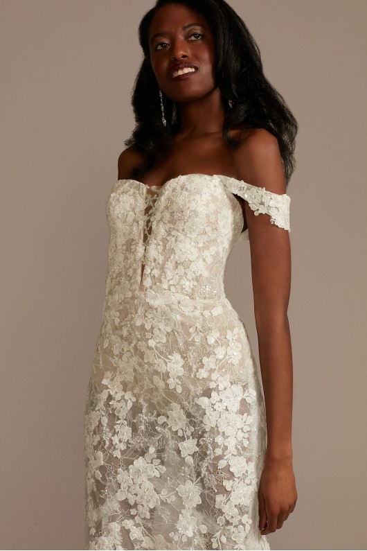 Illusion Lace Bodysuit Petite Wedding Dress  7MBSWG899