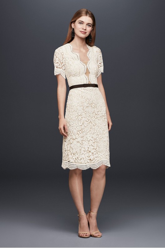 Illusion Lace Shift Dress with Contrast Ribbon DB Studio DS870029