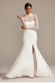 Illusion Long Sleeve High Neck Crepe Wedding Dress  Collection WG3991