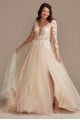 Illusion Long Sleeve Lace Appliqued Wedding Dress  SLSWG862
