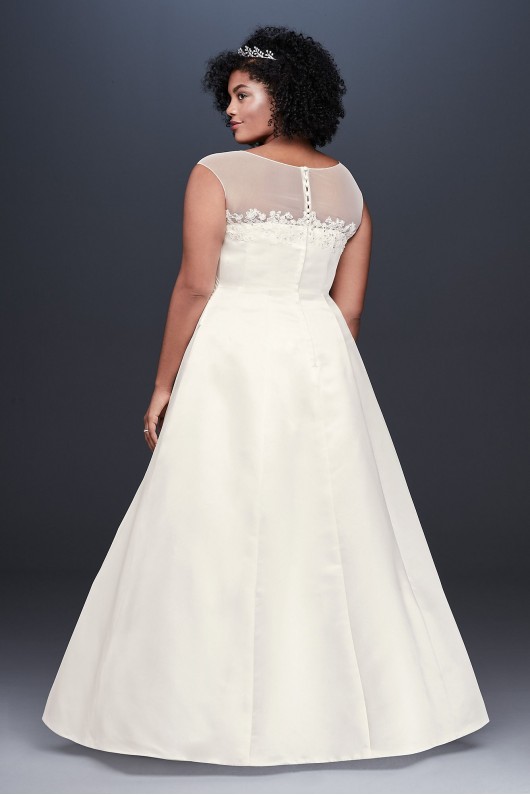 Illusion Neck Ruched Satin Plus Size Wedding Dress  Collection 9OP1348