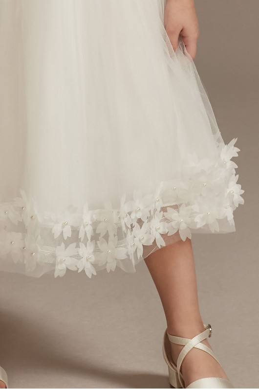 Illusion Pleated Flower Girl Dress with 3D Florals  WG1410