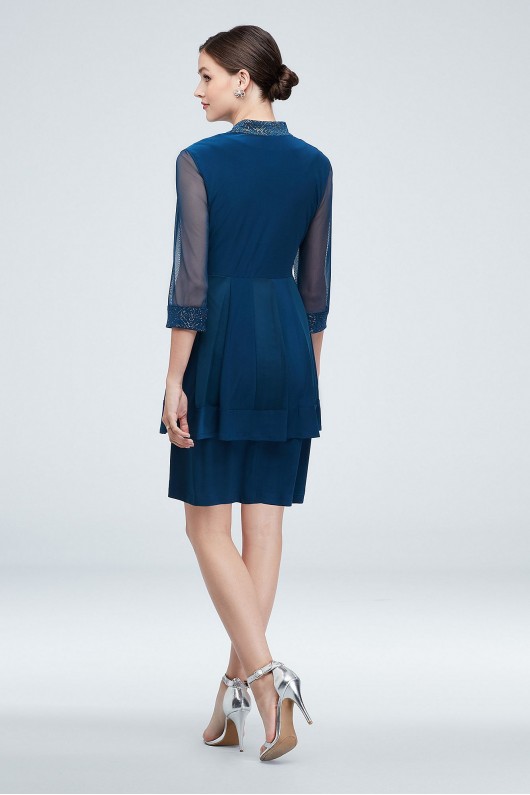Illusion Sleeve Jacket and Knee-Length Dress Set  8993