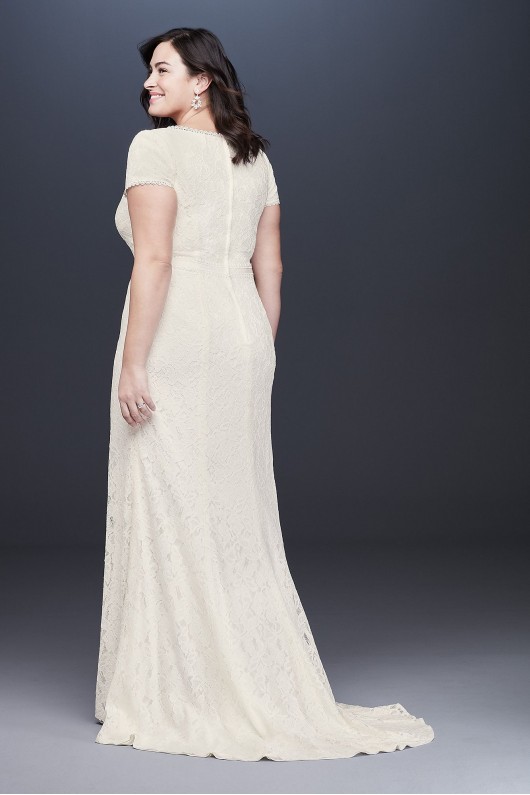 Illusion V-Neck Cap Sleeve Plus Size Wedding Dress Galina 9WG3951