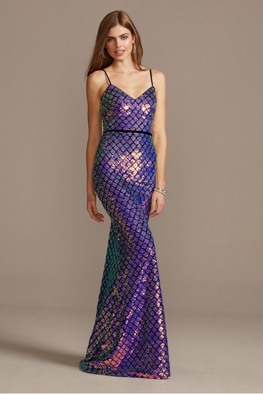 Iridescent Flip Sequin Cross Hatch Gown Glamour by Terani 1912P8242G