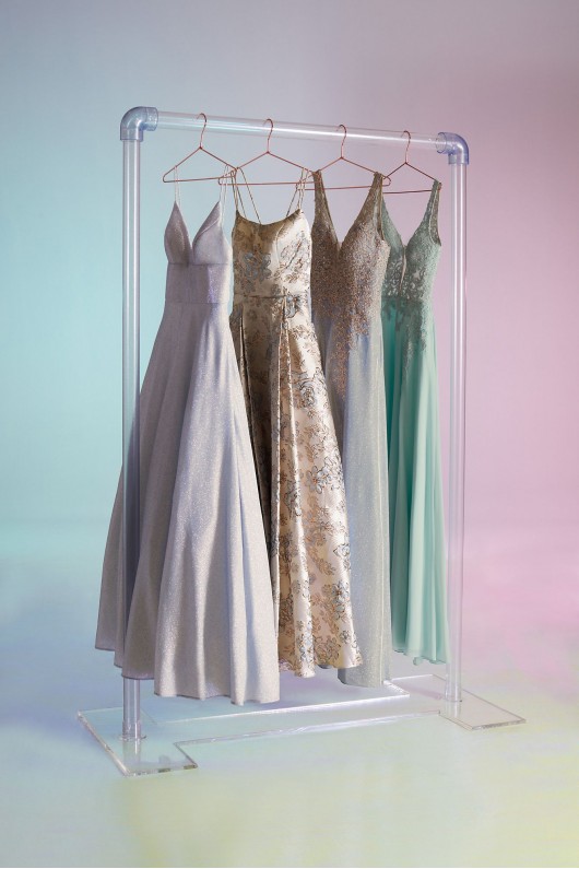 Iridescent Glitter Metallic Gown with Applique Xscape 3242X