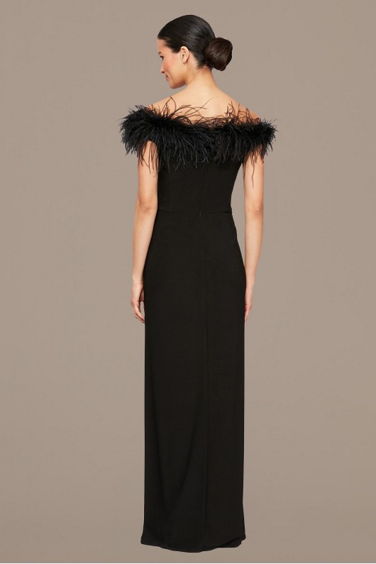 Jersey Off-The-Shoulder Dress With Marabou Detail Alex Evenings 81351465