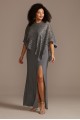 Jersey Sheath Plus Size Gown with Sequin Capelet  5239W