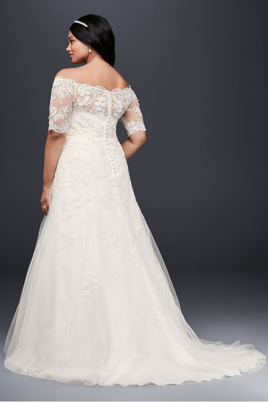 Jewel 3/4 Sleeve  Plus Size Wedding Dress Jewel 9WG3734