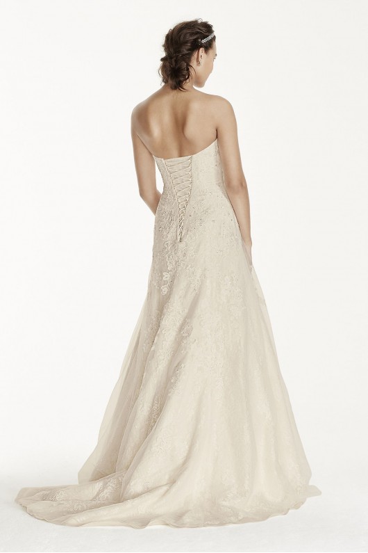 Jewel Lace A-Line Wedding Dress with Beaded Detail Jewel 4XLWG3755