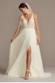 Lace Applique Illusion Chiffon Tall Wedding Dress  4XLSWG842