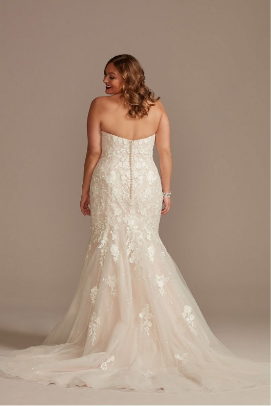 Lace Applique Mermaid Plus Size Wedding Dress  8CWG912