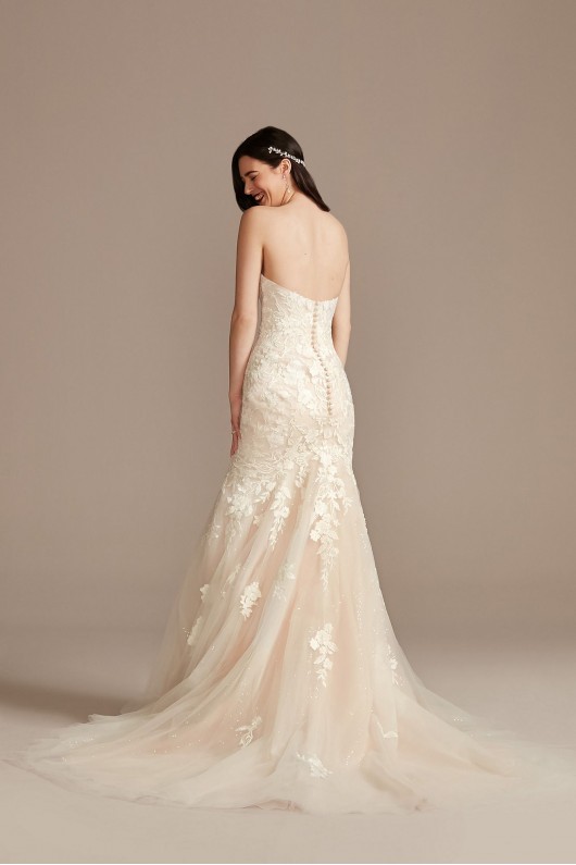 Lace Applique Mermaid Strapless Wedding Dress  CWG912