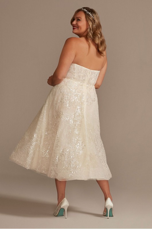 Lace Applique Tea-Length Tall Plus Wedding Dress  4XL8CWG903