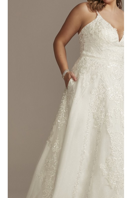 Lace Applique Tulle Plus Size Wedding Dress  8CWG905