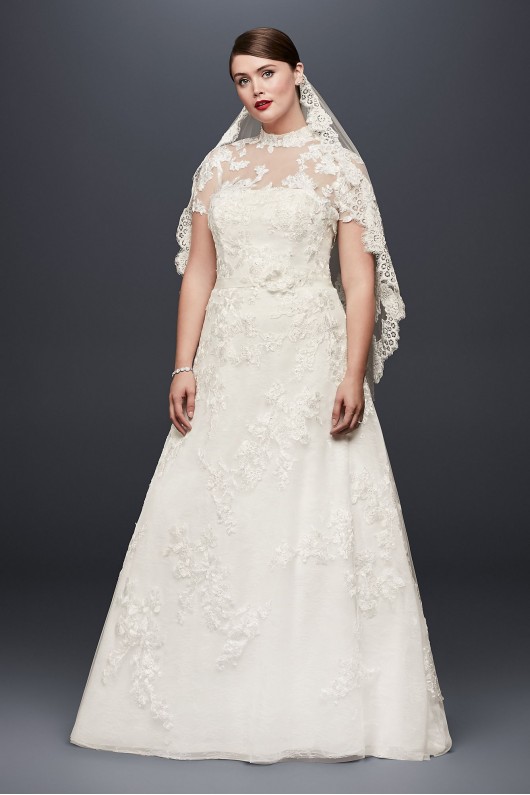 Lace Appliqued Plus Size Wedding Dress and Topper  8CWG790