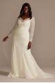 Lace Beaded Long Sleeve Tall Plus Wedding Dress Melissa Sweet 4XL8SLMS251206
