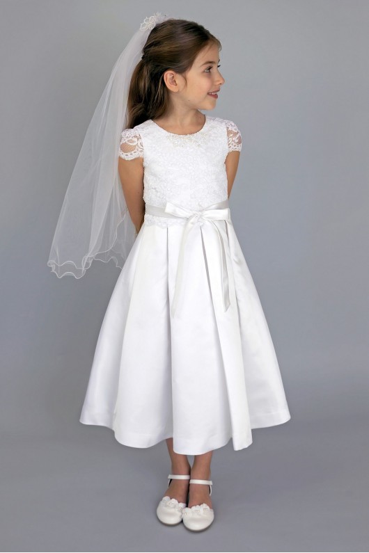 Lace Bodice Communion Dress with Pleats  C5-366