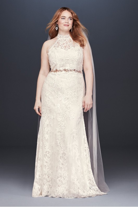 Lace High-Neck Halter Plus Size Wedding Dress Melissa Sweet 8MS251192
