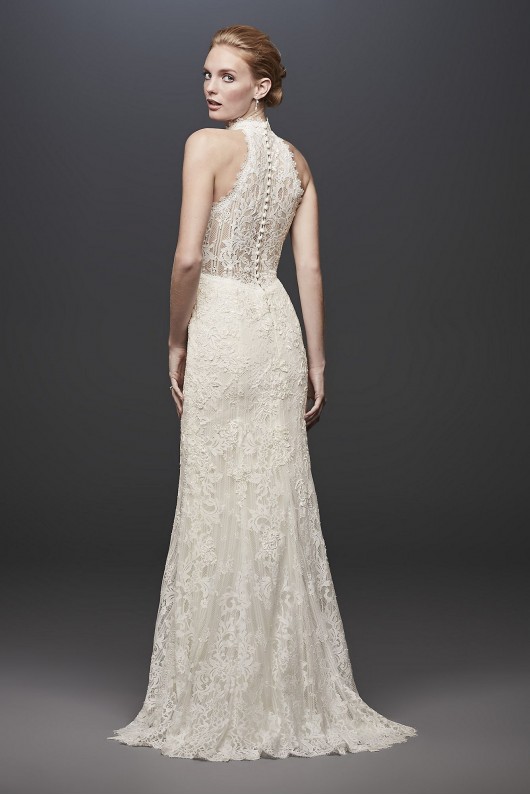 Lace High-Neck Halter Sheath Wedding Dress Melissa Sweet MS251192