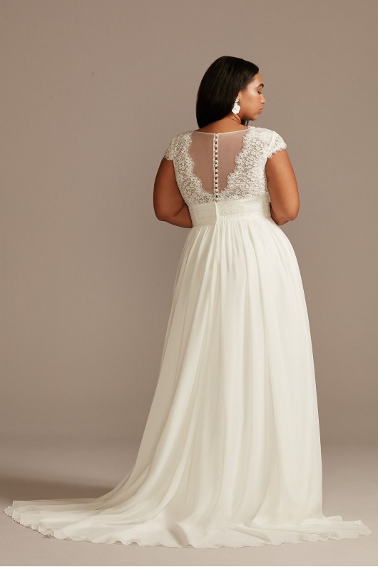 Lace Illusion Back Chiffon Tall Plus Wedding Dress DB Studio 4XL9WG4011DB