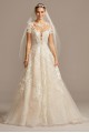 Lace Illusion Cap Sleeve Ball Gown Wedding Dress  CWG833