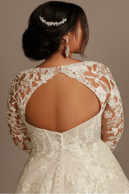 Lace Illusion Long Sleeve Tall Plus Wedding Dress  4XL8SLCWG833