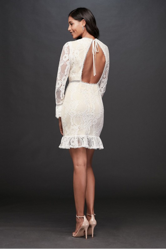 Lace Illusion Short Dress with Flounce Trim DB Studio SDWG0772