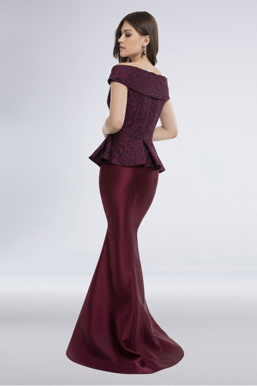 Lace Jacquard and Mikado Peplum Mermaid Gown Terani Couture 1821M7577