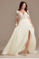 Lace Long Sleeve Chiffon Tall Wedding Dress  4XLSLSWG842