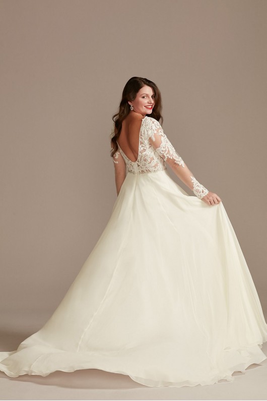 Lace Long Sleeve Chiffon Tall Wedding Dress  4XLSLSWG842