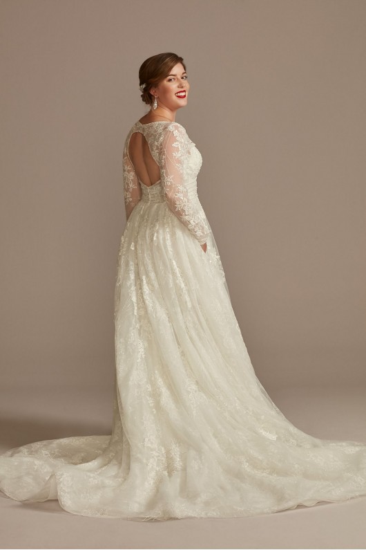 Lace Long Sleeve Keyhole Back Wedding Dress  CWG893