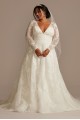 Lace Long Sleeve Open Back Tall Plus Wedding Dress  4XL8CWG893