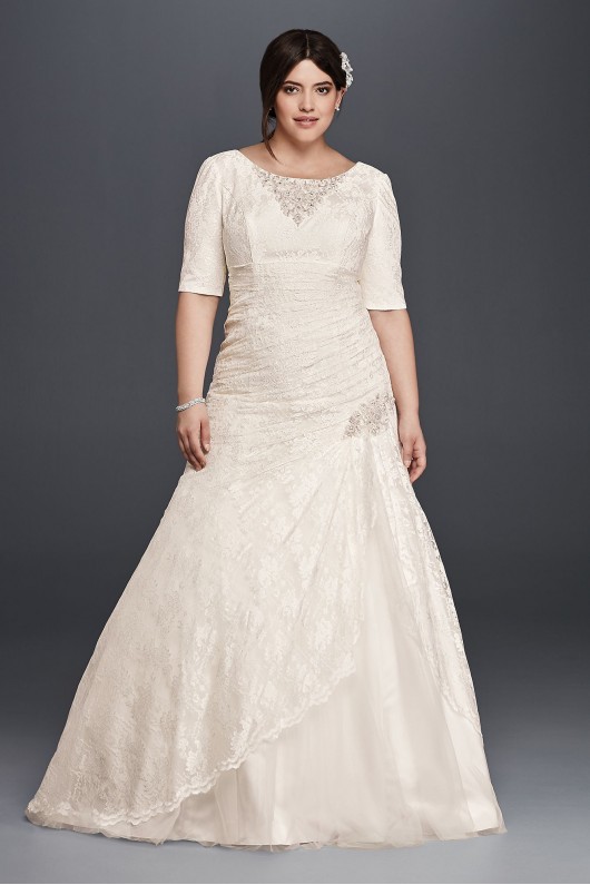 Lace Plus Size Wedding Dress with Elbow Sleeves  Collection 4XL9SLYP3344