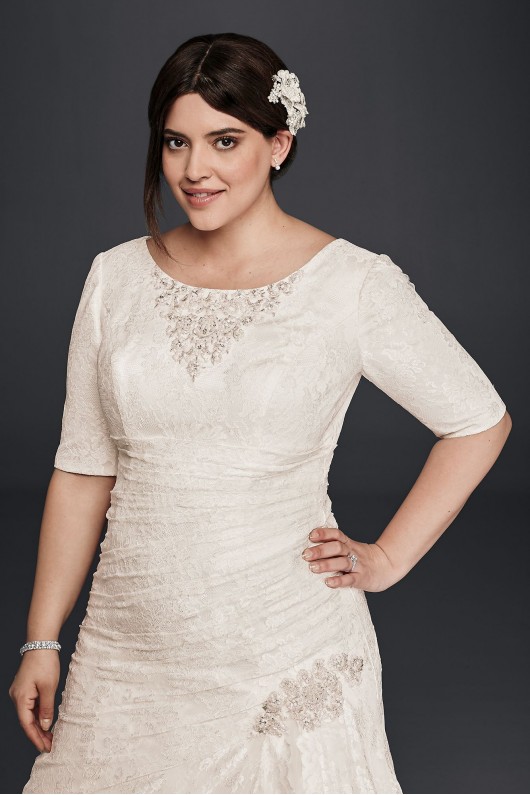 Lace Plus Size Wedding Dress with Elbow Sleeves  Collection 4XL9SLYP3344